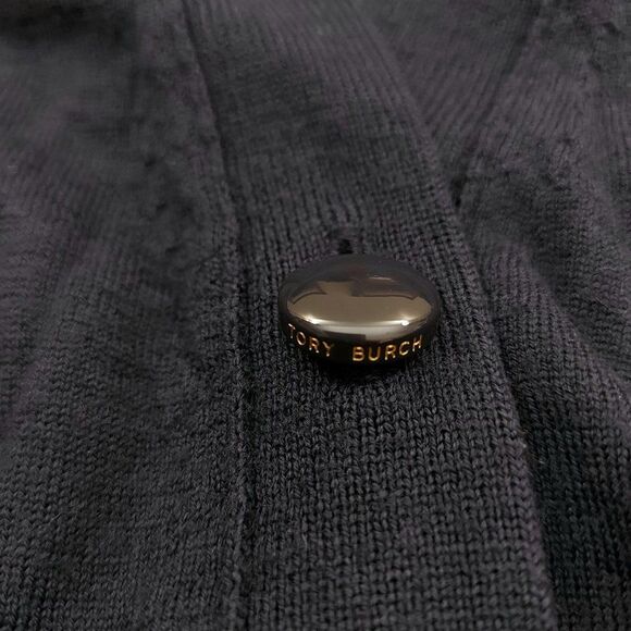 Tory Burch Cardigan Sweater Womens Small Navy Merino Wool Button Up Knitted - Picture 8 of 13